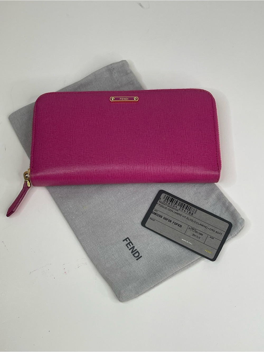 Fendi Pink Saffiano Leather Long Zippy Wallet With Dust Bag - Picture 16 of 16
